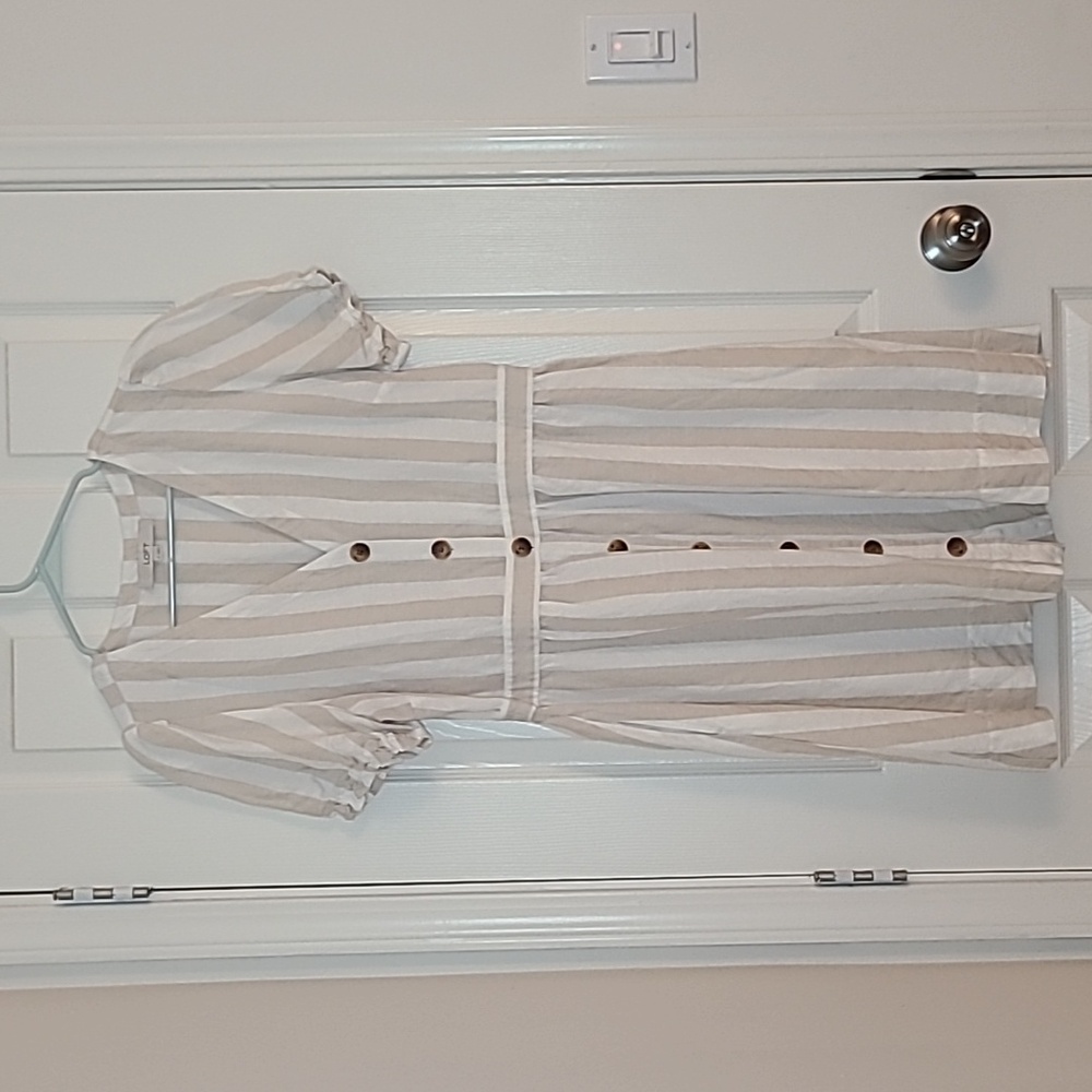 LOFT Striped Linen Dress